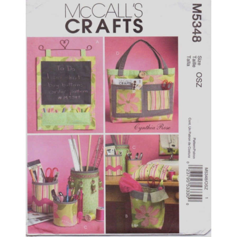 McCall's Crafts 5348 Pattern - Sewing Organizers, Tote, Containers & Pincushion
